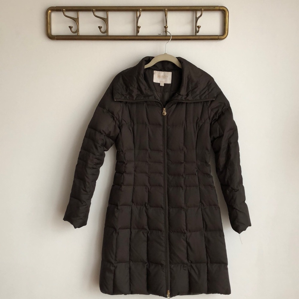 Laundry By Shelli Segal Brown Quilted Down Coat S